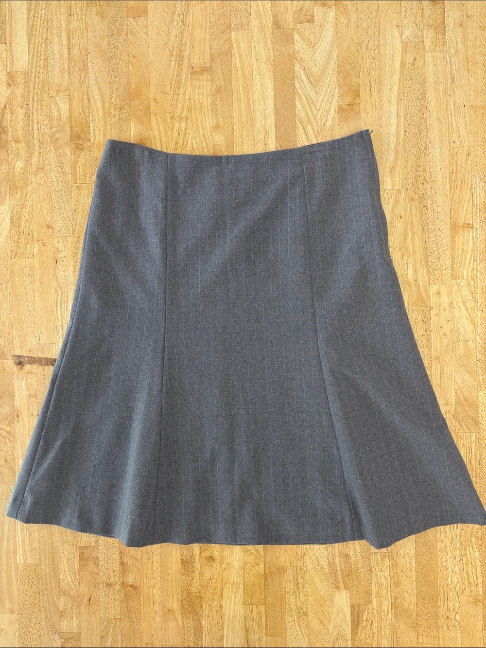 Vintage Y2K Gap Wool Blend Charcoal Pinstripe Side Zip Flared Skirt Size 8